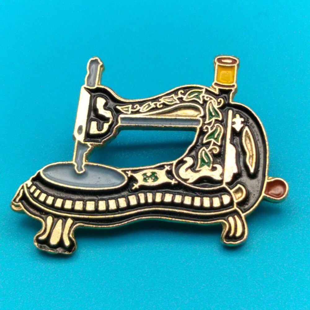 Jones 1879 Antique Style Sewing Machine Enamel Pin Brooch Collectible